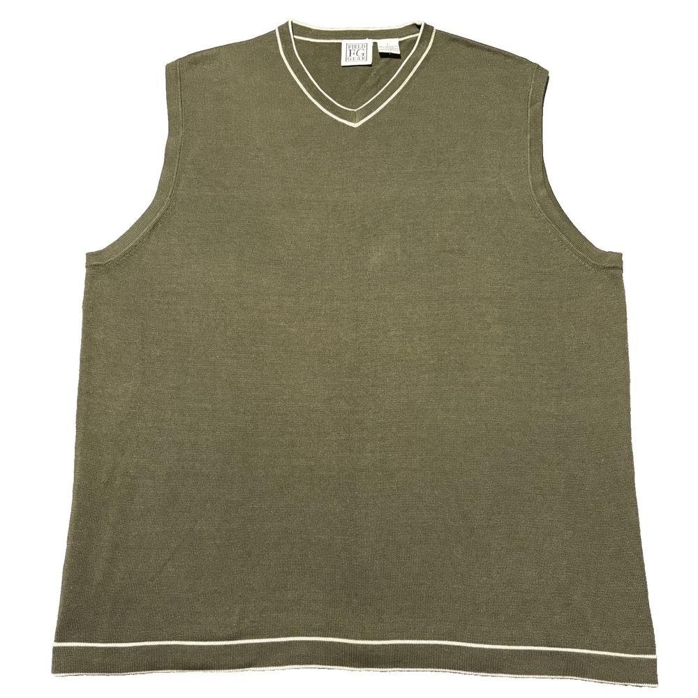 Field Gear Vest Mens L‎ Army Green Mercerized  Cotton V-Neck Made In Australia